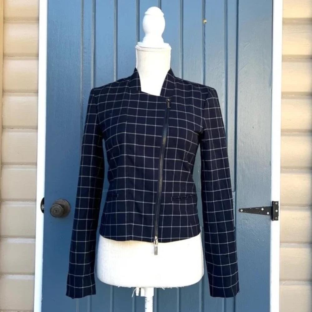 Armani Exchange Navy Grid Women's Blazer